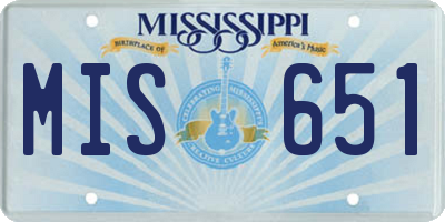 MS license plate MIS651