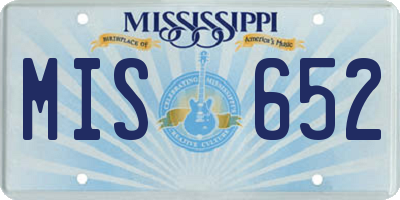 MS license plate MIS652