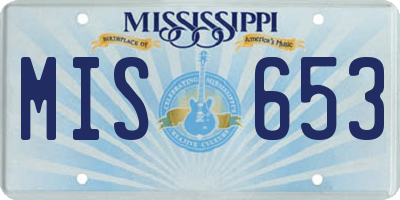 MS license plate MIS653