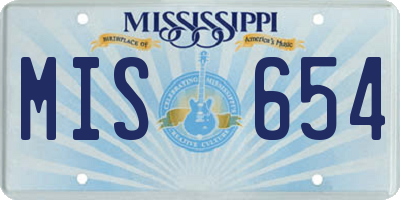MS license plate MIS654