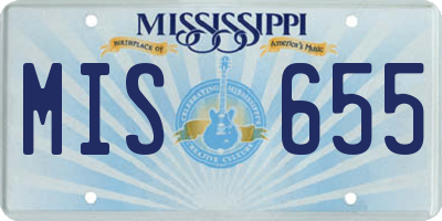 MS license plate MIS655