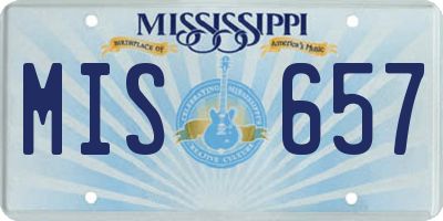 MS license plate MIS657