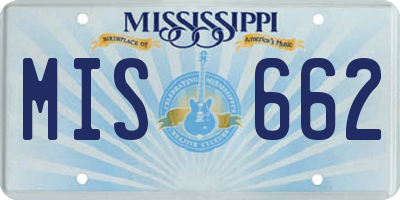 MS license plate MIS662