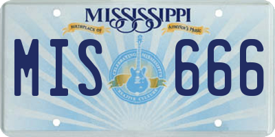 MS license plate MIS666