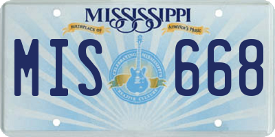MS license plate MIS668