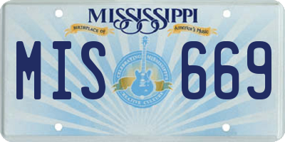 MS license plate MIS669