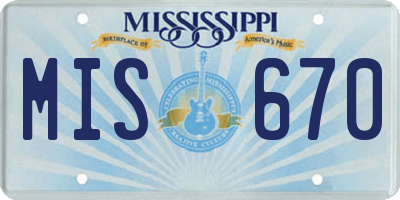 MS license plate MIS670