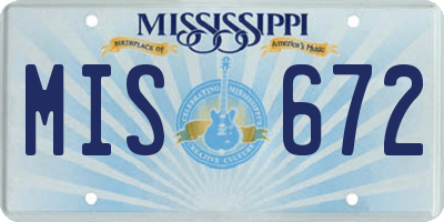 MS license plate MIS672