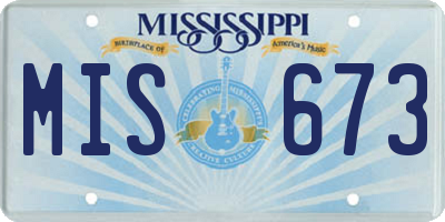 MS license plate MIS673