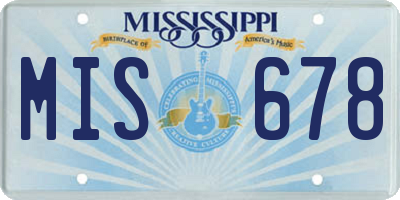 MS license plate MIS678