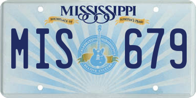 MS license plate MIS679