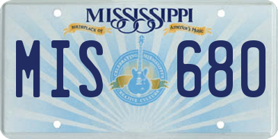 MS license plate MIS680