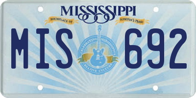 MS license plate MIS692