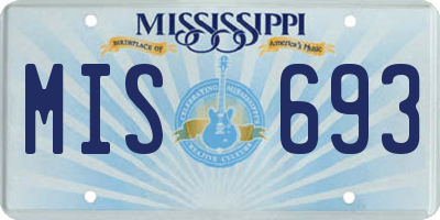 MS license plate MIS693