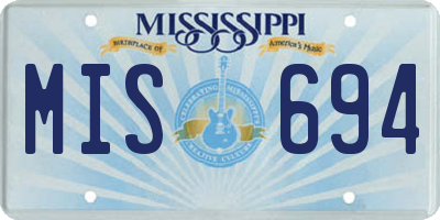 MS license plate MIS694