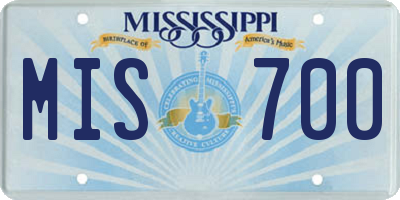 MS license plate MIS700