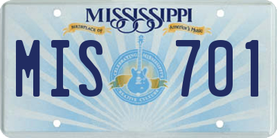 MS license plate MIS701