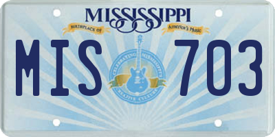 MS license plate MIS703