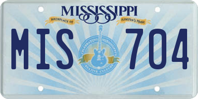 MS license plate MIS704