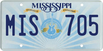 MS license plate MIS705