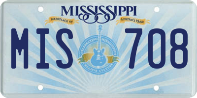 MS license plate MIS708