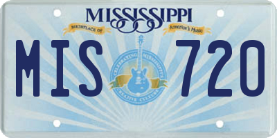 MS license plate MIS720