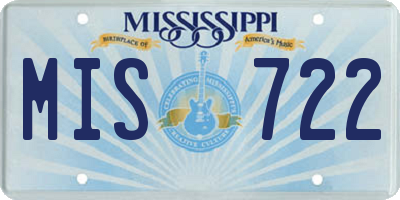 MS license plate MIS722