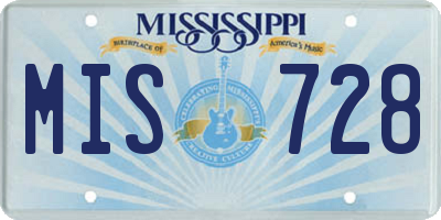MS license plate MIS728