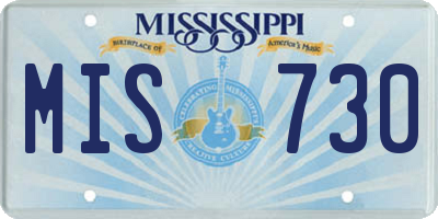 MS license plate MIS730