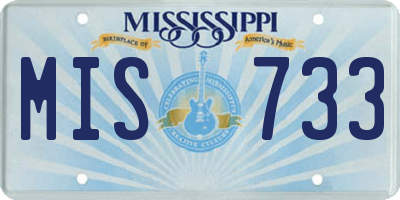 MS license plate MIS733