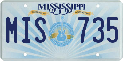 MS license plate MIS735