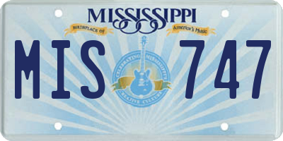 MS license plate MIS747