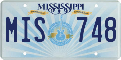 MS license plate MIS748