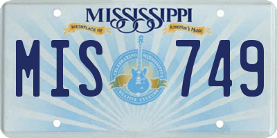 MS license plate MIS749