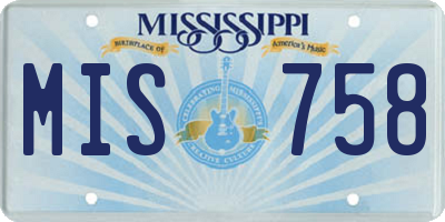 MS license plate MIS758