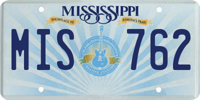 MS license plate MIS762