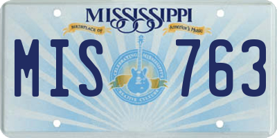 MS license plate MIS763