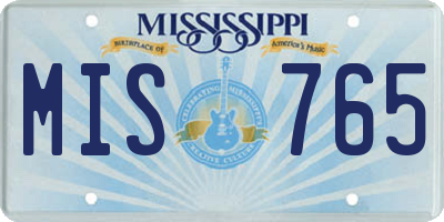 MS license plate MIS765