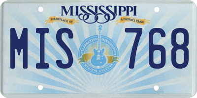 MS license plate MIS768