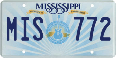 MS license plate MIS772