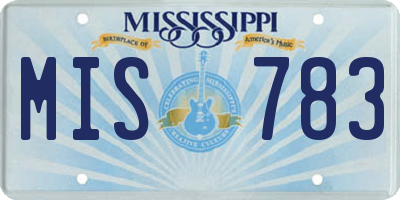 MS license plate MIS783
