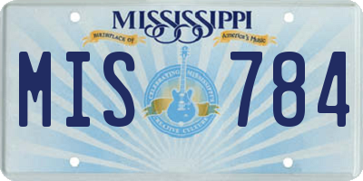MS license plate MIS784