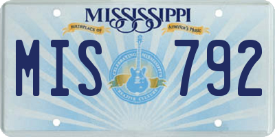MS license plate MIS792