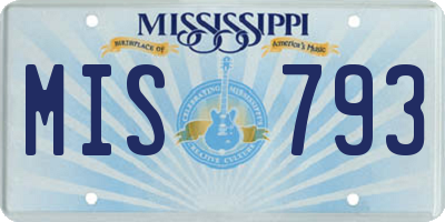 MS license plate MIS793