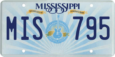 MS license plate MIS795