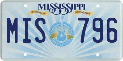 MS license plate MIS796