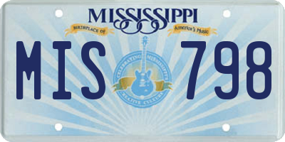 MS license plate MIS798