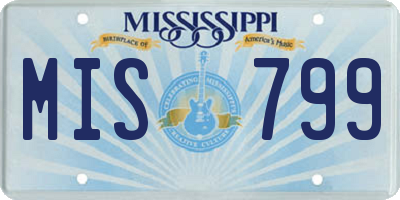 MS license plate MIS799