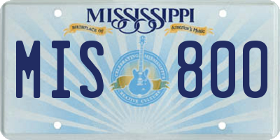 MS license plate MIS800