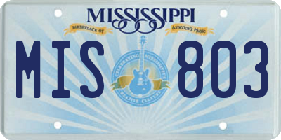 MS license plate MIS803
